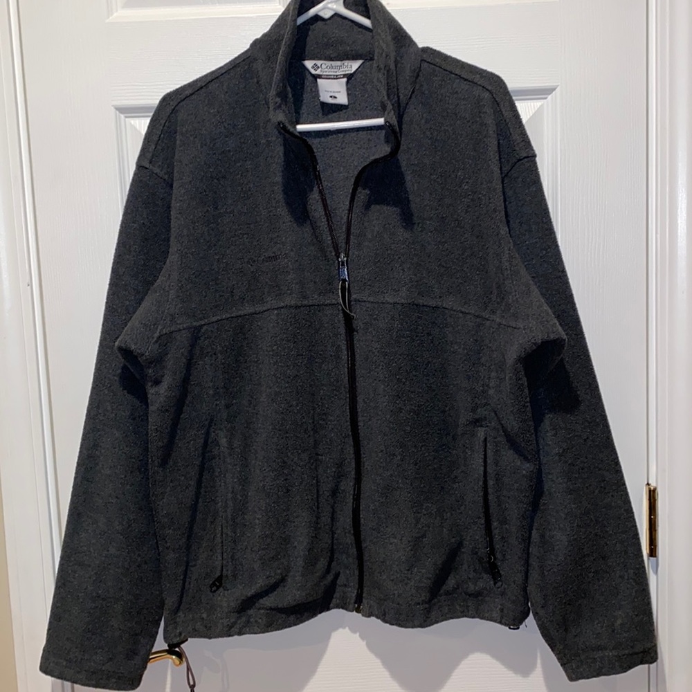 Columbia Fleece Jacket Gray Zipper Front Size L